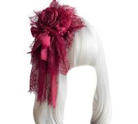 Songelt Chapeau bibi avec fleur pour adulte Anime Dentelle Fleur Pince à cheveux Cosplay Costume Chapeau Halloween Fête Décoration de cheveux Bibi épingle à cheveux