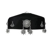 Songelt Chapeau bob kazakh fait à la main vintage broderie réglable 54-56 cm 8 couleurs pour femme ethnique mode quotidienne casquettes, Noir , 54