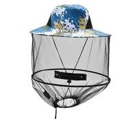 Songelt Chapeau d'activité de plein air avec protection contre les moustiques UPF50+ - Large bord réglable - Mentonnière pour la randonnée, la pêche, l'apiculture, la pêche en plein air - Pour homme