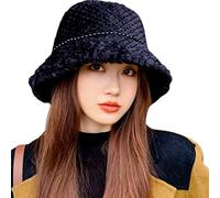 Songelt Chapeau de bassin décontracté avec perles chaudes - Chapeau de pêcheur coupe-vent d'hiver adulte pour Halloween, fête, rassemblement en peluche pour hommes, grec, réglable, noir, femmes