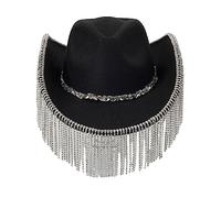 Songelt Chapeau de cowboy étincelant à pompons en cristal sauvage pour enterrement de vie de jeune fille Disco en cristal chapeau de cowboy disco pour acteur, actrice, cadeau d'anniversaire
