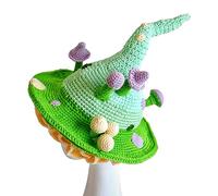 Songelt Chapeau de fée tricoté d'Halloween avec motif champignon - Chapeau de magicien pour homme et femme - Coiffure de fête pour cosplay, festivals, accessoires de fête - Design moderne - Sorcière