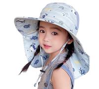 Songelt Chapeau de soleil léger réglable de 48 à 54 cm en tissu acrylique pour enfants de 1 à 10 ans pour la plage et les activités de plein air, design pliable, bleu, Taille unique