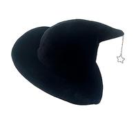 Songelt Chapeau de sorcière pour femmes, hommes, adolescents pour Halloween, décorations de fête en velours avec pendentif en forme d'étoile, chapeaux de sorcière, chapeaux de sorcière, chapeaux pour