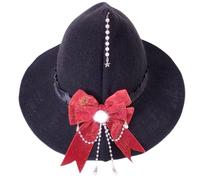 Songelt Chapeau de sorcière pour Halloween, cosplay, chapeau de magicien, chapeau punk en tricot avec nœud papillon, couvre-chef, accessoire de costume réglable pour femme