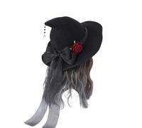 Songelt Chapeau de sorcière pour Halloween, cosplay, chapeau de magicien, punk, nœud rose, chapeau de fête, couvre-chef, couvre-chef, Halloween, sorcière pour femme
