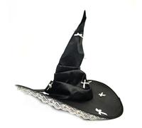 Songelt Chapeau de sorcière punk pliable avec bordure en dentelle et nœud papillon pour Halloween, jeu de rôle, chapeau de costume pour femme