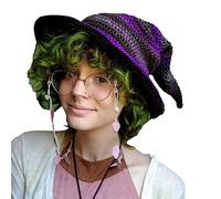 Songelt Chapeau de sorcière tricoté unisexe pour Halloween, chapeau de magicien multicolore pour hommes et femmes, couvre-chefs de fête, cosplay, festivals, accessoires de fête, chapeaux de cosplay