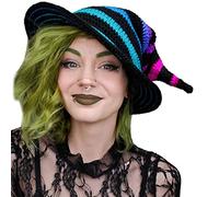 Songelt Chapeau de sorcière tricoté unisexe pour Halloween, chapeau de magicien multicolore pour hommes et femmes, couvre-chefs de fête, cosplay, festivals, accessoires de fête, chapeaux de cosplay