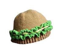 Songelt Chapeau de tête de mort amusant pour adulte unisexe en crochet en forme de hamburger - Accessoires de costume d'Halloween coupe-vent
