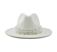 Songelt Chapeau Fedora avec perles décoratives à large bord pour fête, vacances, carnaval, chapeaux Fedora pour homme
