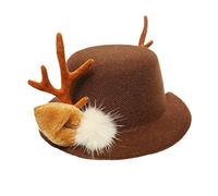Songelt Chapeau haut-de-forme avec bois de bois/baies/nœud coupe-vent pour Halloween, Thanksgiving, Nouvel An, jeunes, hommes, femmes, garçons, enfants, Noël, noir