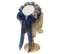 Songelt Chapeau haut de forme avec perles et perles en dentelle avec ruban rose et nœud papillon - Accessoire pour cheveux - Marron