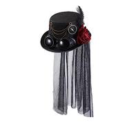 Songelt Chapeau haut de forme rétro d'Halloween avec fleur en dentelle et voile de décoration pour fille - Accessoires de cosplay - Accessoires steampunk - Chapeaux steampunk pour femme - Chapeaux
