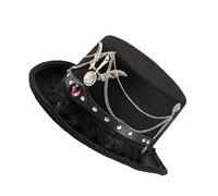 Songelt Chapeau haut-de-forme vintage en feutre avec engrenages en métal pour Halloween Punk Zylinder pour fêtes à thème vintage et photographie Steampunk réglable pour adultes