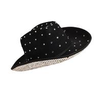 Songelt Chapeau Panama pour tarte au porc - Chapeau panama à bord en cristal pour festivals de musique - Chapeau de fête à bord en strass