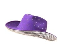Songelt Chapeau Panama pour tarte au porc - Chapeau panama à bord en cristal pour festivals de musique - Chapeau de fête à bord en strass