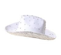 Songelt Chapeau Panama pour tarte au porc - Chapeau panama à bord en cristal pour festivals de musique - Chapeau de fête à bord en strass