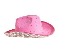 Songelt Chapeau Panama pour tarte au porc - Chapeau panama à bord en cristal pour festivals de musique - Chapeau de fête à bord en strass