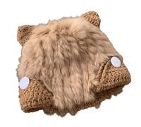 Songelt Chapeau tricoté en peluche patchwork pour l'hiver - Chapeau d'oreille de chat chaud - Pour jeux de rôle - Costume de trappeur pour adulte - Pour temps froid - Tenue quotidienne décontractée