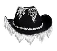 Songelt Chapeaux de cowboy en cristal étincelant avec pompons pour enterrement de vie de jeune fille, chapeau disco pour acteur, actrice, fête disco