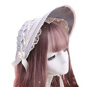 Songelt Coiffe rétro faite à la main avec nœud en dentelle et ruban pour cheveux - Accessoires de fête - Accessoires de cosplay - Blanc