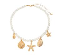Songelt Collier réglable multi-usage avec breloque étoile de mer métallique et perles brillantes pour un style personnalisé et minimaliste