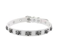 Songelt Collier style punk tête de mort avec chaîne réglable en cuir synthétique pour homme et femme - Accessoire streetwear tendance alternatif, taille unique, Comme décrit, Comme décrit.