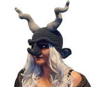 Songelt Costume d'Halloween amusant en tricot à cornes pour femmes et hommes - Chapeau de fête chaud pour adulte - Fournitures de fête de carnaval avec cornes