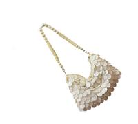 Songelt Élégant sac à bandoulière en PVC tissé avec motif écailles de poisson et paillettes pour femme