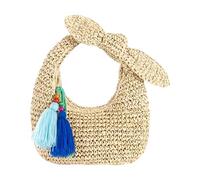 Songelt Élégant sac à main en paille avec poignée en nœuds, sac à main de vacances léger pour mariages, fêtes de plage, soirées, plage, soirée, beige, One Size