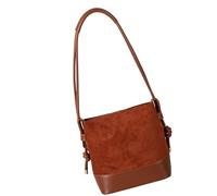 Songelt Élégant sac seau spacieux PU et daim sac à main tendance soirée décontracté sous les bras sac à main pour les trajets quotidiens PU garniture daim seau, marron, One Size