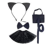 Songelt Ensemble d'accessoires de costumade en forme d'animal pour costume d'oreille, bandeau, nœud papillon, queue en peluche, jupe pour Halloween, cosplay, fête d'Halloween