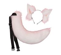 Songelt Ensemble de cheveux en fourrure avec oreilles de chien et queue de cosplay - Accessoire long pour Halloween - Décoration de fête - Bandeau avec queue