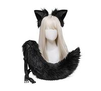 Songelt Ensemble de déguisement avec oreilles d'animal en fourrure pour cosplay, déguisement pour Halloween, fête d'Halloween, bandeau pour adulte et cosplay
