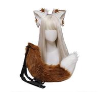 Songelt Ensemble de déguisement avec oreilles d'animal en fourrure pour cosplay, déguisement pour Halloween, fête d'Halloween, bandeau pour adulte et cosplay