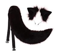 Songelt Ensemble de déguisement en fourrure pour oreilles et queue - Accessoire long pour Halloween - Décoration de fête d'Halloween