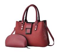Songelt Ensemble de sac à main et sac à bandoulière tendance pour femme - 2 pièces - Pratique - En cuir synthétique - Grande capacité - Poignée supérieure - Sac à main en cuir synthétique, Rouge, One