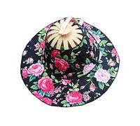 Songelt Éventail portable pliable 2 en 1 pour femme - Cadre chinois - Imprimé floral - Multifonctionnel - En tant que chapeau de soleil - Éventail pliable