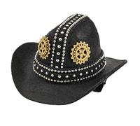 Songelt Gothicism Petit chapeau haut-de-forme Barrettes pour femmes et hommes Denim Tissu feutré Composant Accessoires pour cheveux quotidiens Streetwear Chapeau Pince à cheveux, Noir , Taille unique