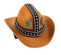 Songelt Gothicism Petit chapeau haut-de-forme Barrettes pour femmes et hommes Denim Tissu feutré Composant Accessoires pour cheveux quotidiens Streetwear Chapeau Pince à cheveux, marron, Taille unique