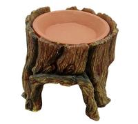 Songelt Grotte naturelle pour reptiles avec plateau d'alimentation pour lézards - souche réaliste pour lézards - Racines d'arbre, reptiles - Grande gamelle