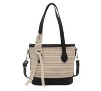 Songelt Joli sac à bandoulière pour femme - Sac de plage en paille - Sac à main tendance - Grande capacité - Seau en paille - Joli sac à bandoulière pour la plage pour tous les jours, Noir , One Size