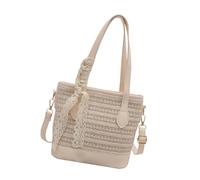 Songelt Joli sac à bandoulière pour femme - Sac de plage en paille - Sac à main tendance - Grande capacité - Seau en paille - Joli sac à bandoulière pour la plage pour tous les jours, blanc, One Size