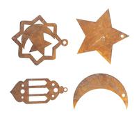 Songelt Lot de 4 pendentifs rouillés en forme d'étoile et de lune pour porche et jardin rouillés Décoration de jardin rouillée