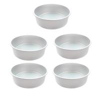 Songelt Lot de 5 moules à gâteau ronds en alliage d'aluminium à base fixe pour pizza, gâteaux au fromage, desserts, pâtisseries
