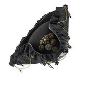 Songelt Metal Gear Chapeau de pirate avec bordure en dentelle Unisexe Adulte Chapeau tricorn pour costume colonial et spectacles théâtraux Steampunk Dentelle Chauve-souris Pirate