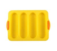 Songelt Moule en silicone à 4 fentes pour la cuisson de gâteaux, hamburgers, pains français, moule à pain, moule à pain en silicone pour boulangerie