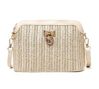 Songelt Petit sac à main en paille tissée pour femme Sac à bandoulière Sac à bandoulière Sac fourre-tout Sac à dos Sac à dos Sac à dos pour femme Ordinateur portable, beige, One Size