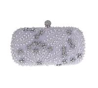 Songelt Pochette de mariage style années 1920 pour femme - Imitation perle - Avec chaîne - Pour cocktail - Sac de soirée - Pour femme, Argenté., One Size